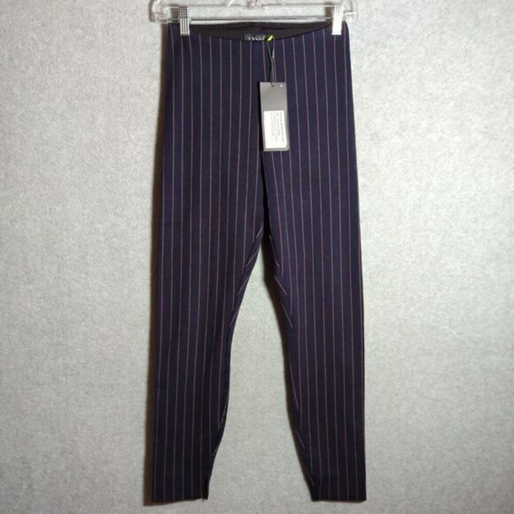 NEW Lysse Women's Fennel Ankle Slit Leggings Marine Stripe Blue Small